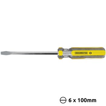 Destornillador mango acrílico plano 6x100mm Crossmaster
