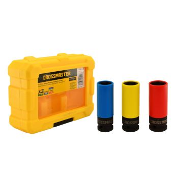 Juego de Bocallaves de Impacto para Ruedas Encastre 1/2 3 piezas Crossmaster