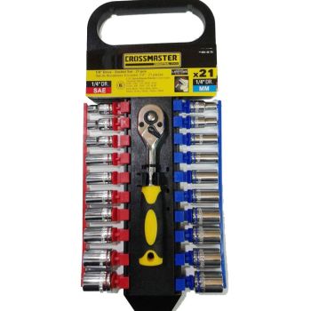 Set de Bocallaves Encastre 1/4 de 21 piezas Crossmaster