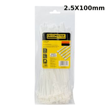 Precintos Blancos 2.5 x 100mm 100 unidades Crossmaster