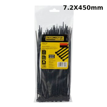 Precintos Negros 7.2 x 450mm 100 unidades Crossmaster