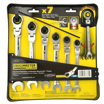 Set de Llaves Combinadas con Criquet Flexible - 7 Piezas - Crossmaster