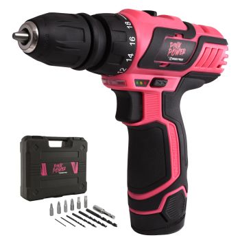 Taladro Atornillador 10mm Batería Recargable Reversible Pink Power by Dowen Pagio