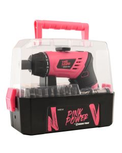 Atornillador Batería Recargable Reversible con 50 piezas Pink Power by Dowen Pagio