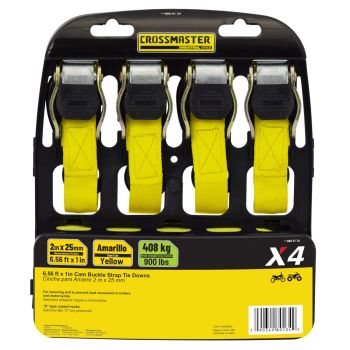Cincha para Amarre 2m x 25mm con criquet 408kgs 4 piezas Crossmaster