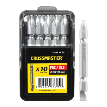 Puntas Atornillador Phillips/Plano PH2/SL6 10 unidades Crossmaster